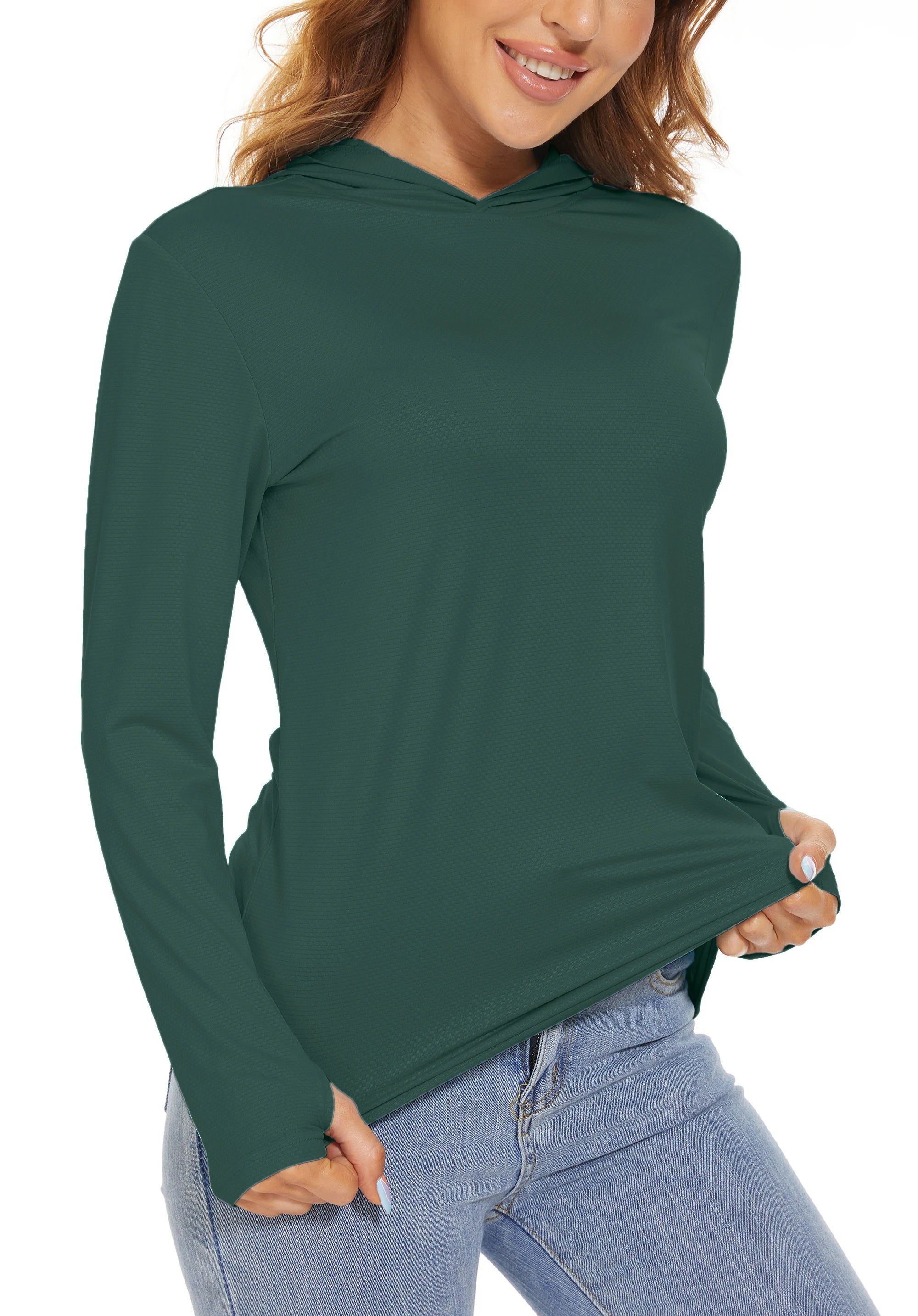 Anti-UV UPF 50+ Kapuzen-Langarmshirt für Damen – Angeln, Wandern & Outdoor-Sport | TACVASEN