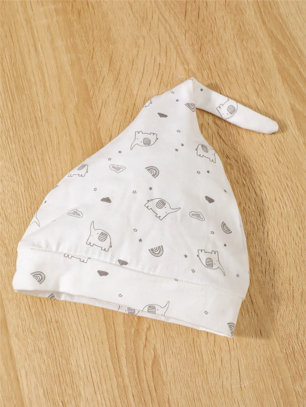 Tenue 3 Pièces Bébé Éléphant – Top Manches Longues + Pantalon + Bonnet Printemps Automne 0-9 Mois