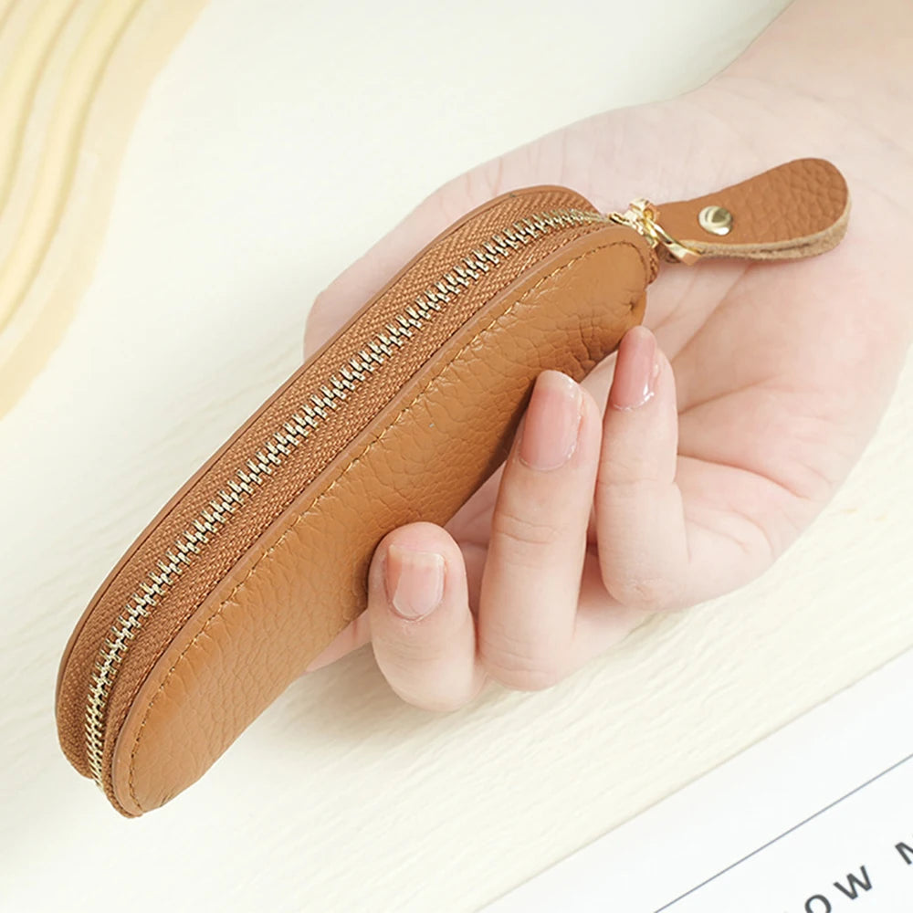 Porte-Monnaie Cuir Véritable Personnalisé – Mini Pochette Clés Rouge à Lèvres Prénom Femme Luxe