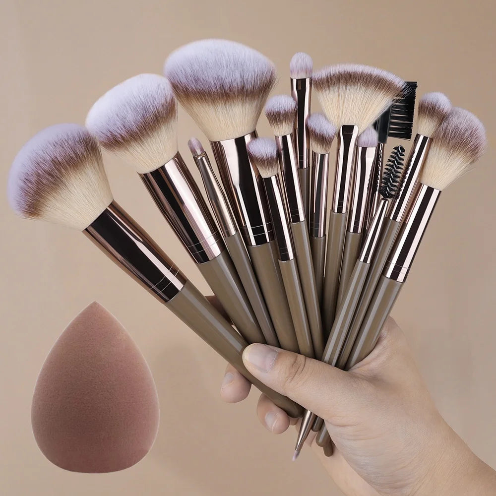 Set Pinceaux Maquillage Professionnel 1 à 20 Pcs – Blush, Highlighter, Fond de Teint & Fard | Ultra-Doux Femme