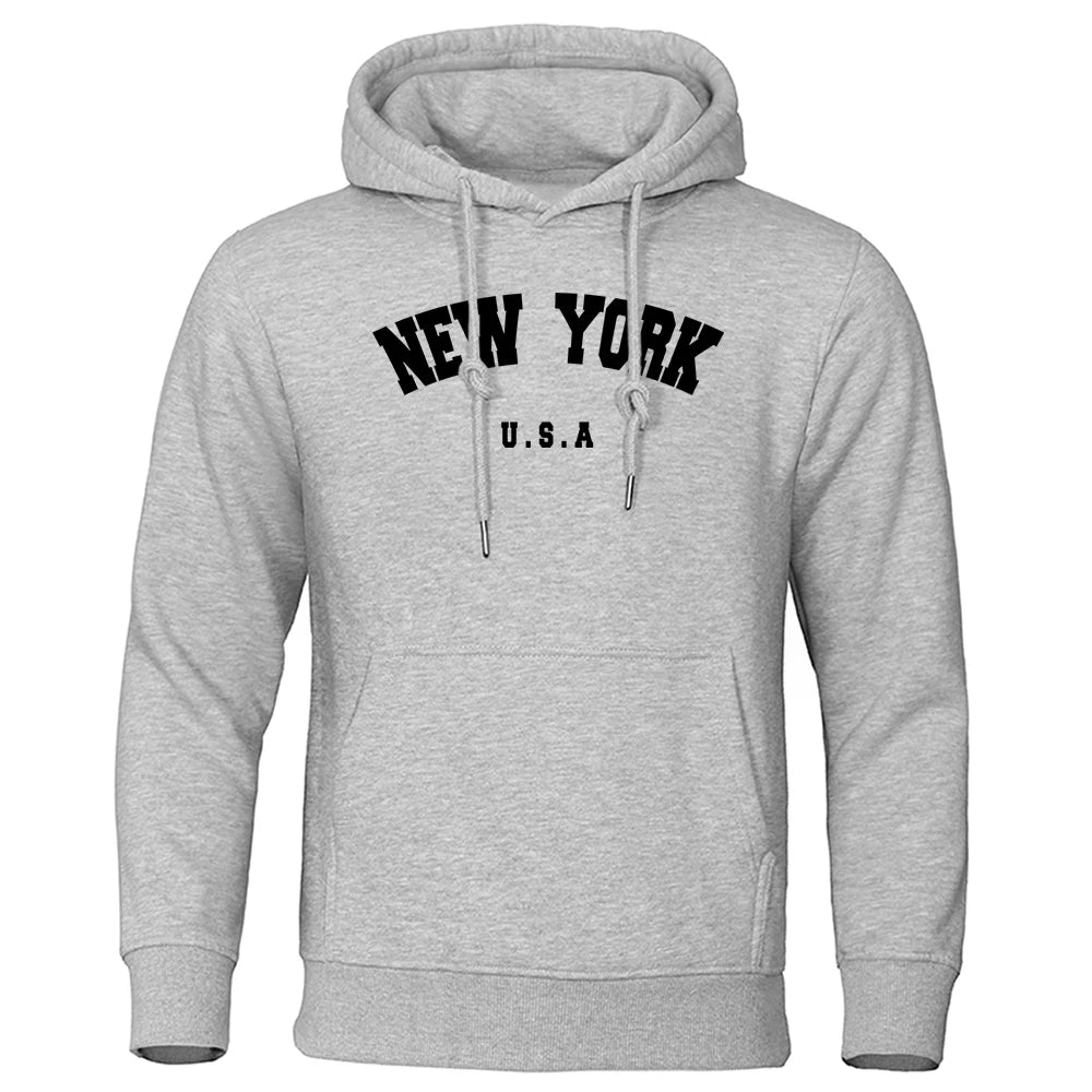 Sweat à Capuche Homme New York Imprimé USA City Manches Longues Oversize Loose Casual Streetwear Pullover Hoodie Tendance Confortable – Hoodie Americana Premium New York | Mode Homme Streetwear Premium