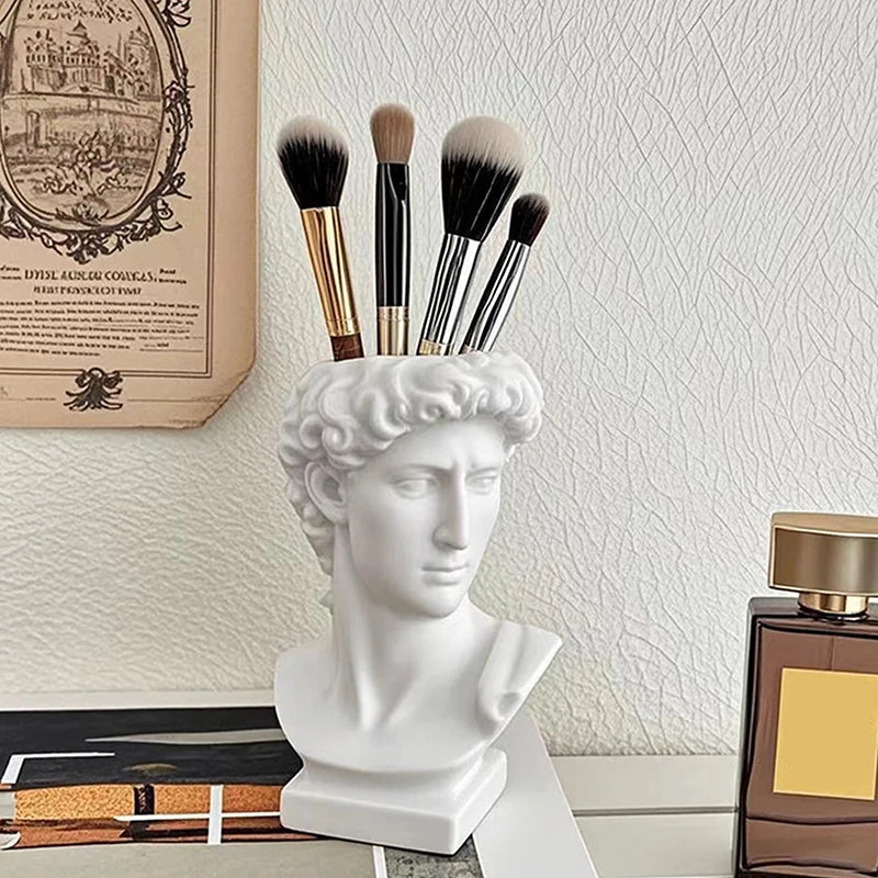 Pot à Pinceaux Statue de David – Organisateur Bureau Décoratif | Rangement Pinceaux Maquillage Maison Original