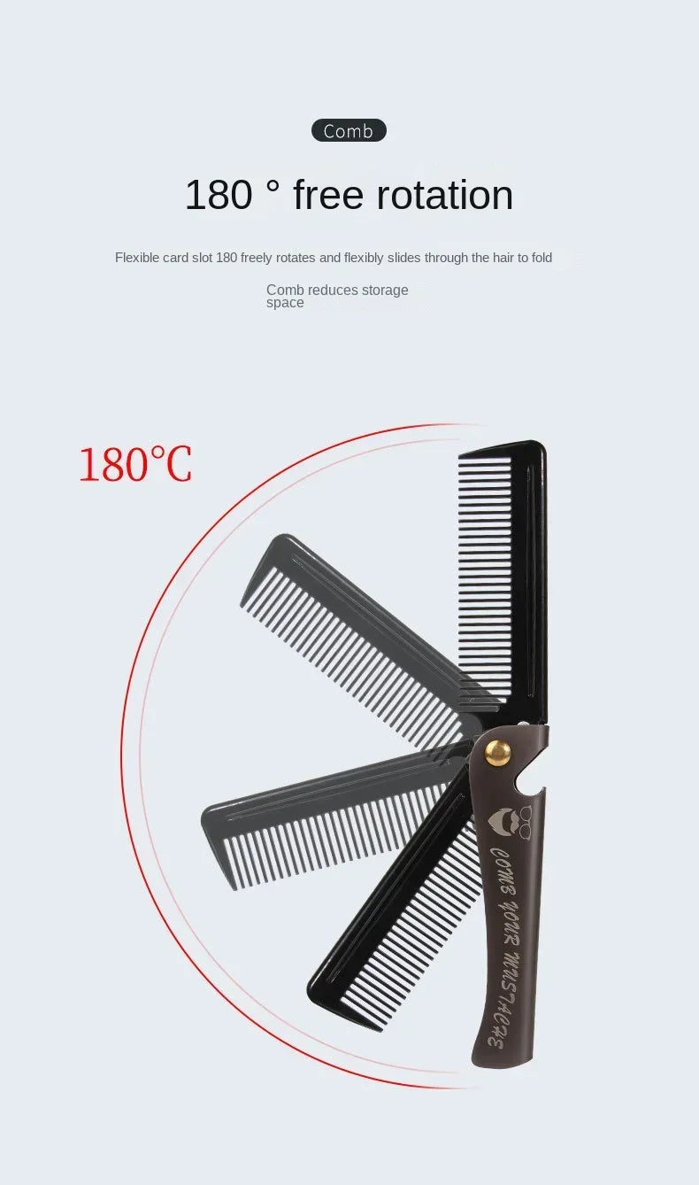Peigne Pliable Barbe Moustache Massage – Brosse Cheveux Pocket Clip Fait Main Unisexe
