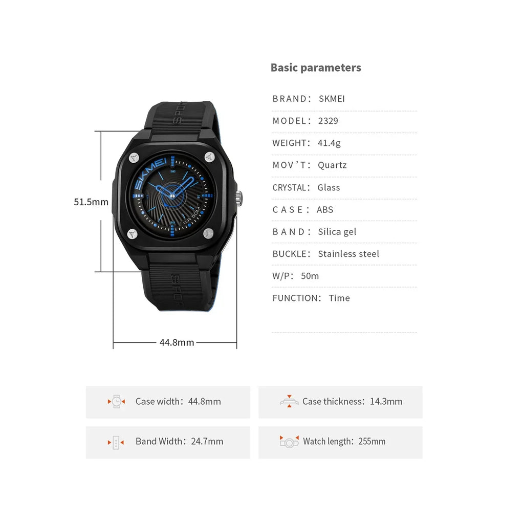 Montre Homme SKMEI 2329 Sport Business Quartz – Étanche Alarme Fashion Multifonction