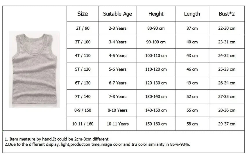 Débardeur Enfant Coton Couleur Unie – T-Shirt Sans Manches Sport Été Garçon Fille Casual