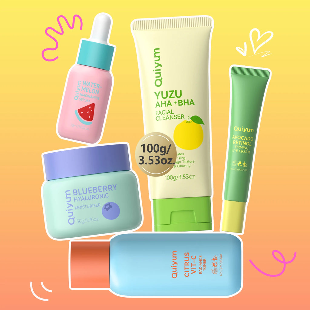 Coffret Soin Visage QUIYUM Fruit Fresh 5 Pièces - Éclat, Hydratation & Anti-Âge