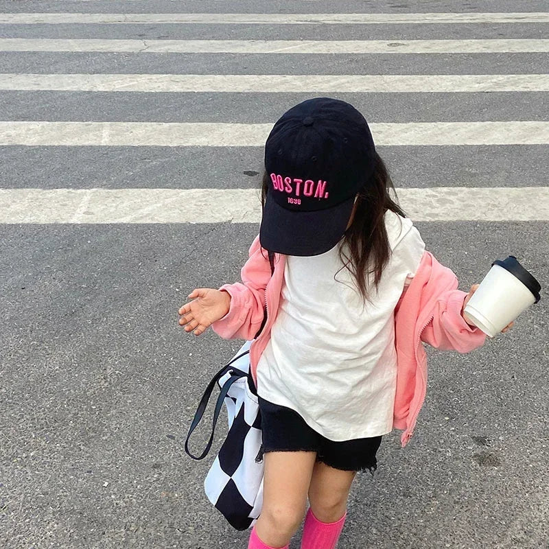 Casquette Baseball Enfant Brodée Lettre Unisexe – Bob Soleil Réglable Printemps Été Garçon Fille Bébé