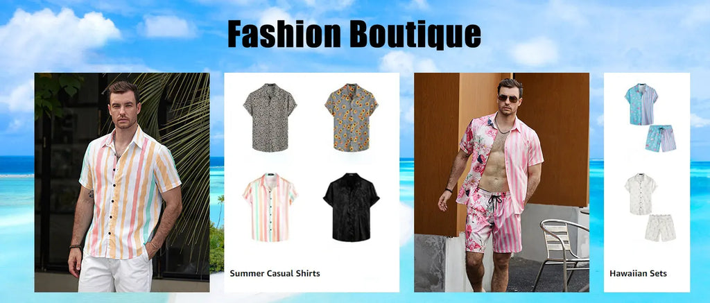 Ensemble 2 Pièces Homme Chemise Hawaïenne Manches Courtes + Short À Cordon Été Vacances Resort | Set Hawaii Premium