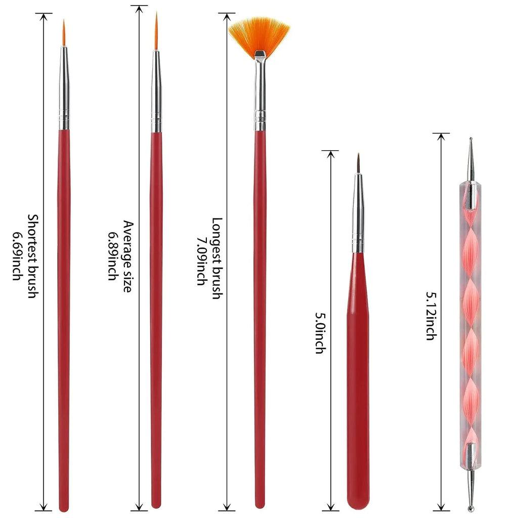 Set Pinceaux Nail Art Professionnel – Acrylique UV Gel Dessin & Dotting | Outils Manucure & Maquillage
