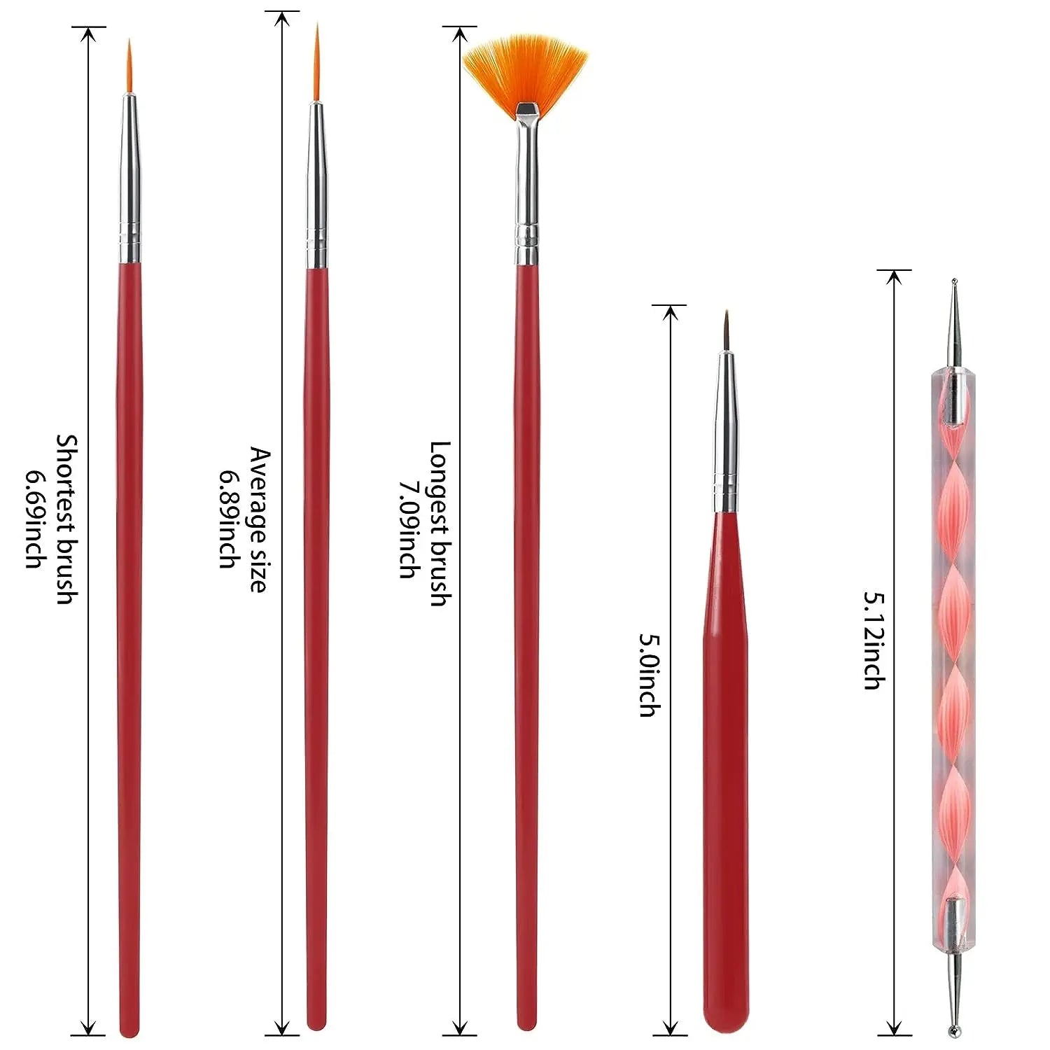 Set Pinceaux Nail Art Professionnel – Acrylique UV Gel Dessin & Dotting | Outils Manucure & Maquillage