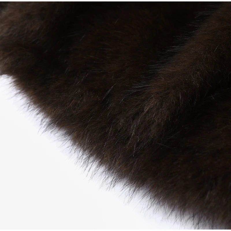 Manteau Fourrure Synthétique à Capuche Femme – Pull Oversize Chaud Marron | Mode Streetwear Automne Hiver