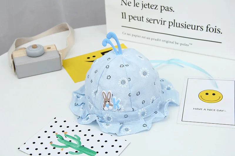 Bob Bébé Anti-UV Cartoon – Chapeau de Plage Été Garçon Fille 0-8 Mois Protection Soleil