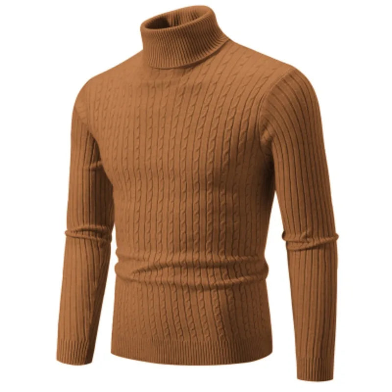Pull Homme Col Roulé Tricoté Laine Chaud Hiver Couleur Unie Casual Outdoor Confortable Doux Élégant Intemporel – Pullover Col Roulé Premium Hiver | Mode Homme Hiver Premium