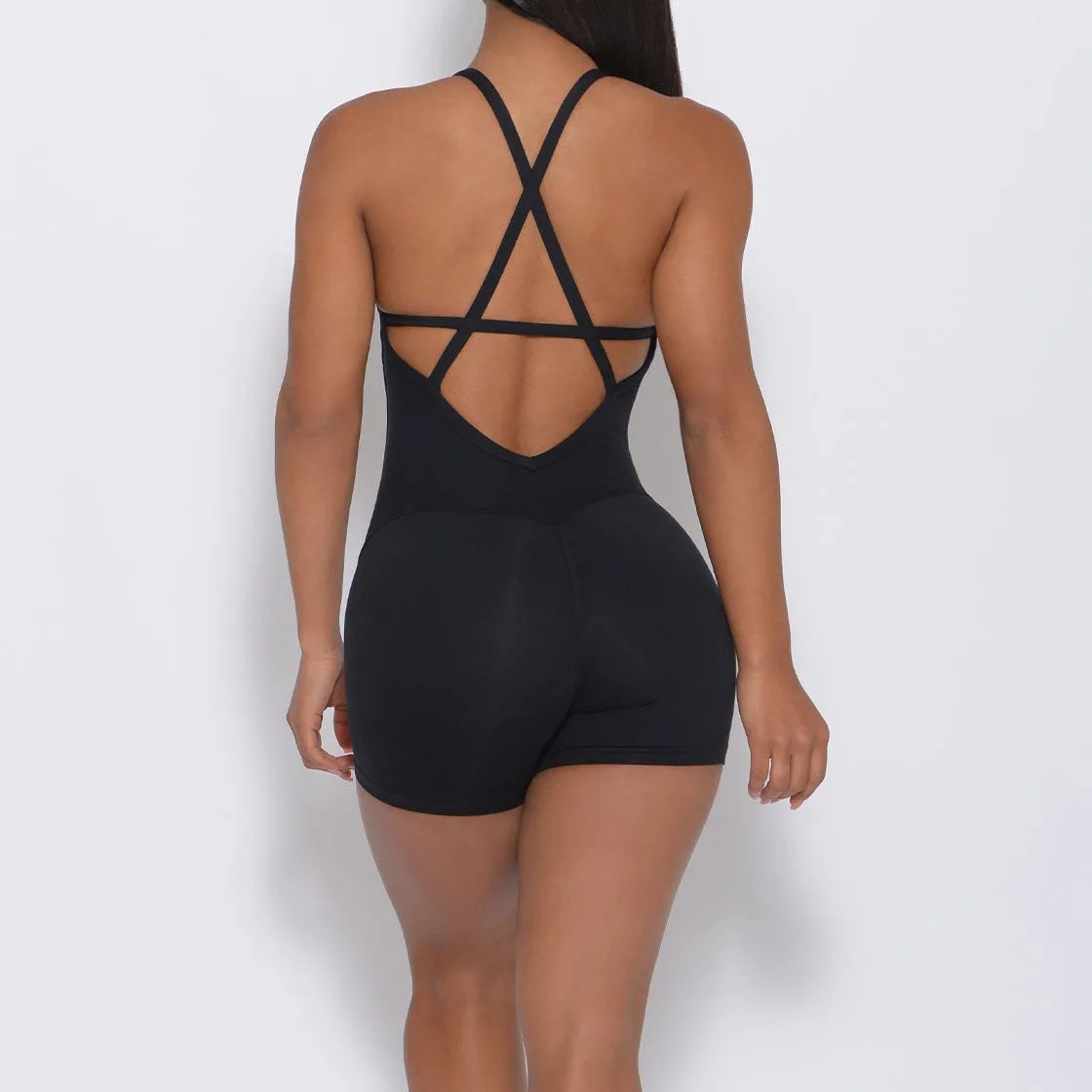 Combinaison Yoga Femme Sexy Dos Nu Croisé Gainante Fessier – Body Sport Fitness Gym Couleur Unie | Mode Athleisure