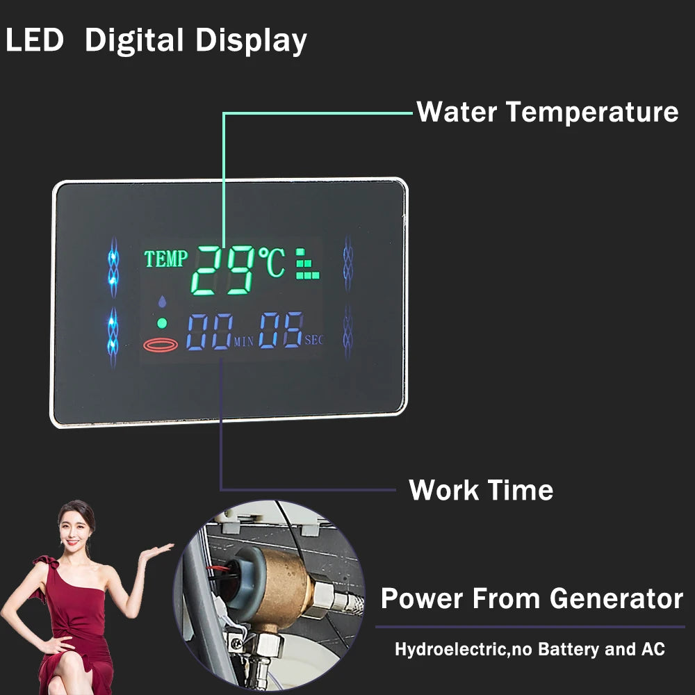 Panneau Douche LED 6 Modes Intelligent – Colonne LCD Rose Gold | Pluie, Cascade, Jets Massage & Robinet Mitigeur