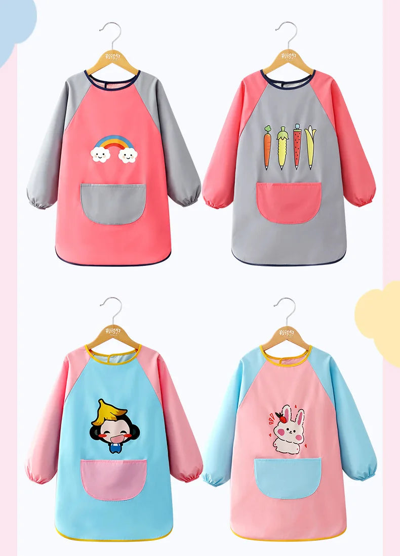 Tablier Imperméable Enfant – Blouse de Peinture Maternelle Repas Garçon Fille