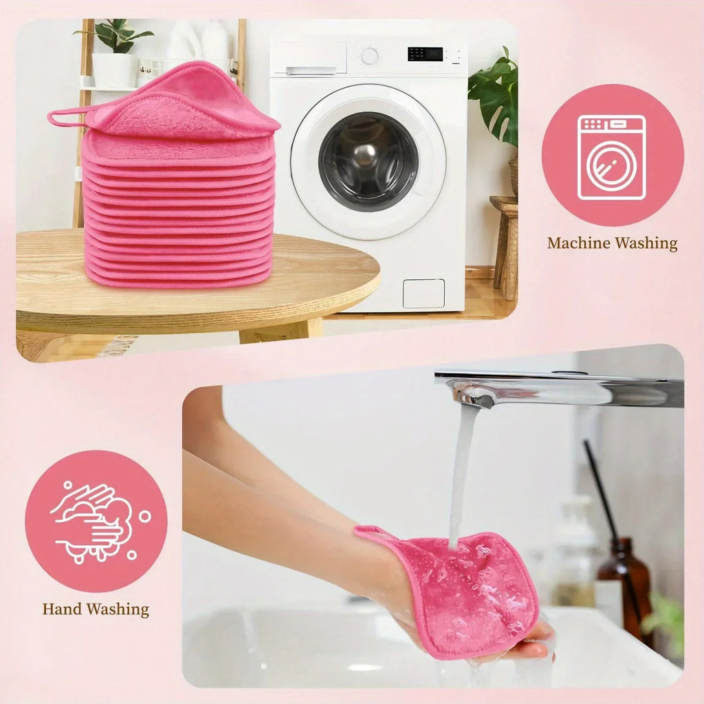 Lot 12 Lingettes Démaquillantes Microfibre Réutilisables – Serviettes Visage Nettoyage Profond | Soin Peau