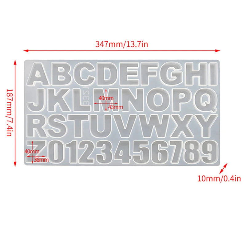 Moule Silicone Alphabet & Chiffres – Résine Époxy, Bougies d’Anniversaire & Bijoux DIY | Porte-Clés, Pendentifs & Déco | Kit Complet