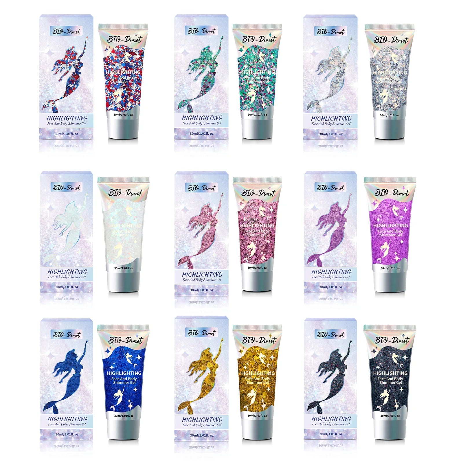 Gel Pailleté BIO-Dimot 30g – Visage, Corps, Ongles & Cheveux | Fête & Maquillage Artistique