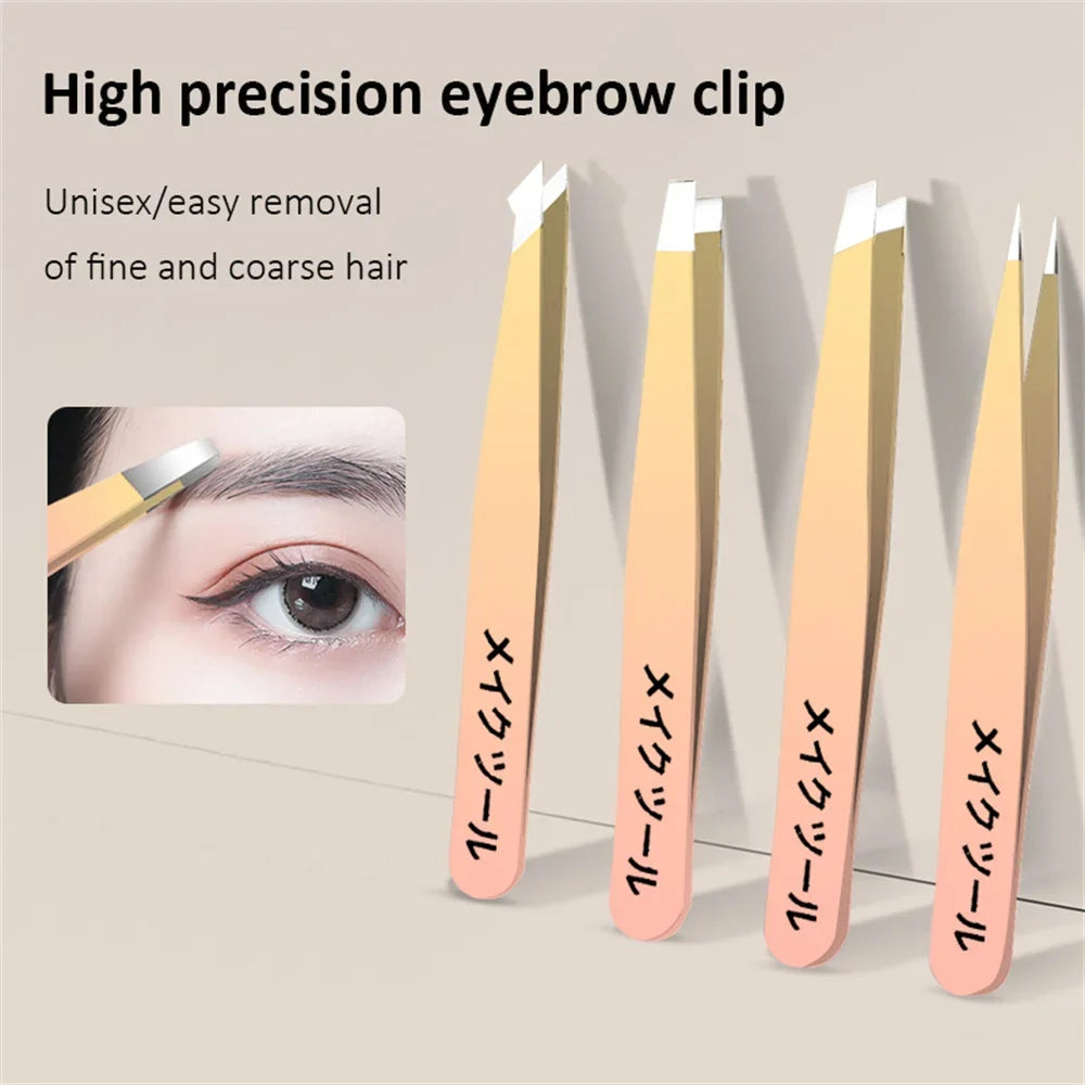 Set 4 Pinces à Épiler Multicolores - Précision Sourcils & Poils Incarns