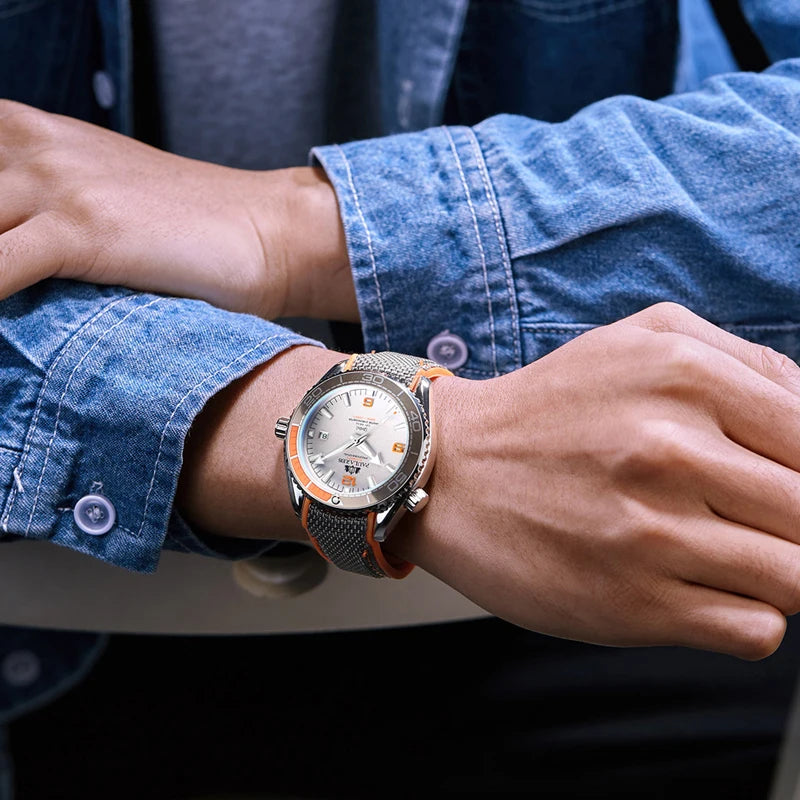 Herrenarmbanduhr Automatik Mechanisch Luxus – Gummiarmband Leuchtend Wasserdicht Kalender