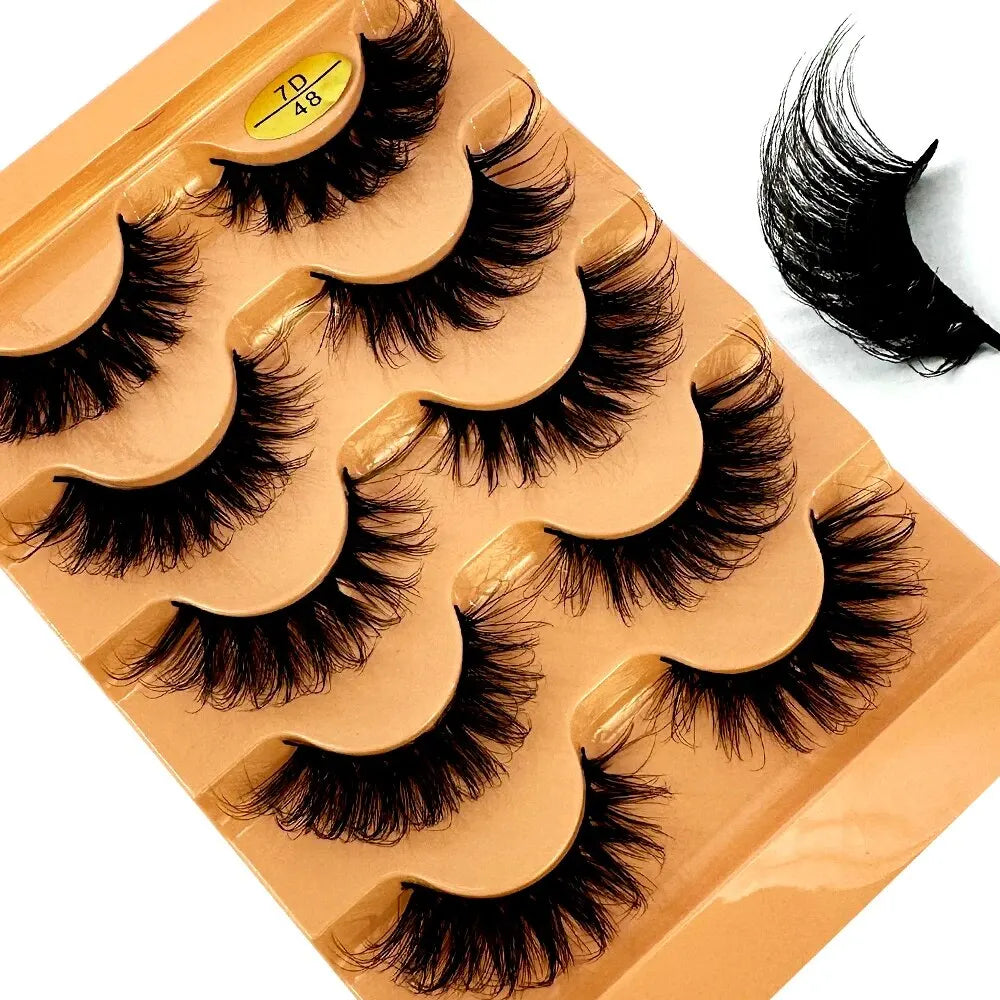 Faux Cils Cat Eye 3D – Lot 5 Paires | Manga Wispy Naturels Courbe D