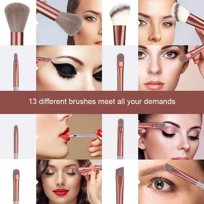 Set de Pinceaux Maquillage 13 Pièces - Synthétiques Premium