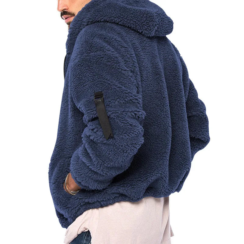 Veste Homme Automne Hiver Polaire Double Face Chaude Capuche Loose Casual Coupe-Vent – Manteau Chaud Tendance Saison Froide | Mode Homme Premium