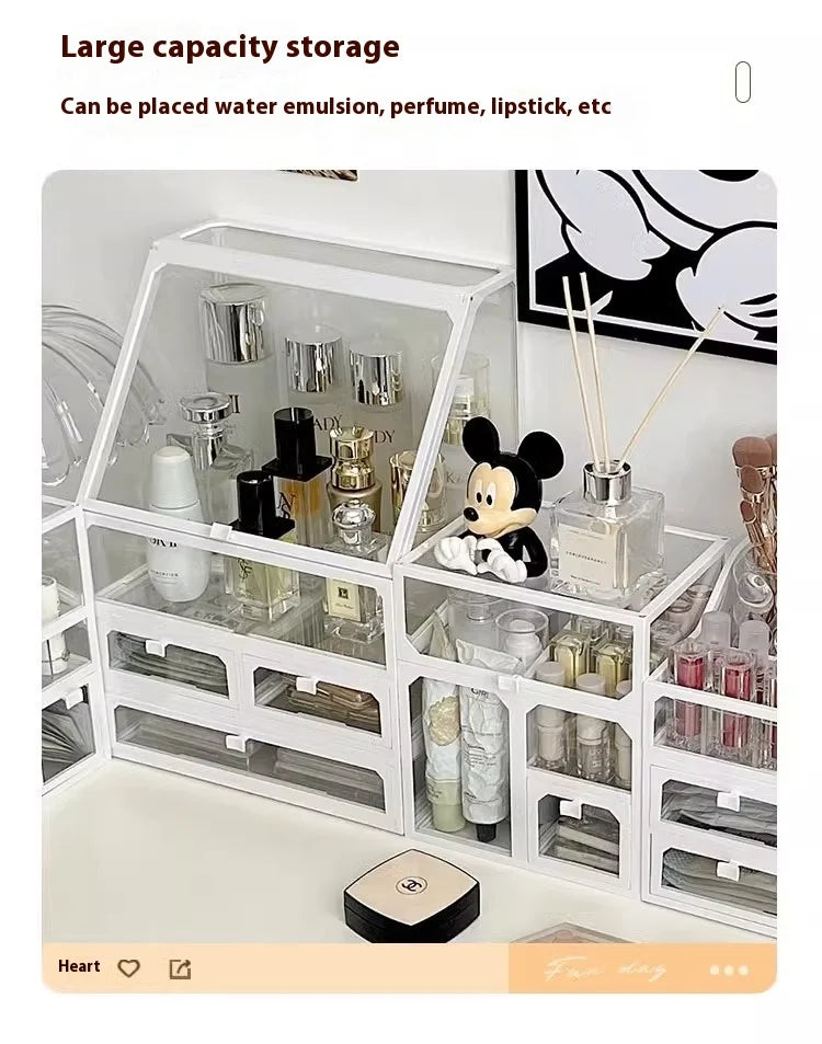 Armoire Rangement Cosmétiques Anti-Poussière Grande Capacité – Organisateur Skincare, Maquillage & Pinceaux | Bureau & Coiffeuse