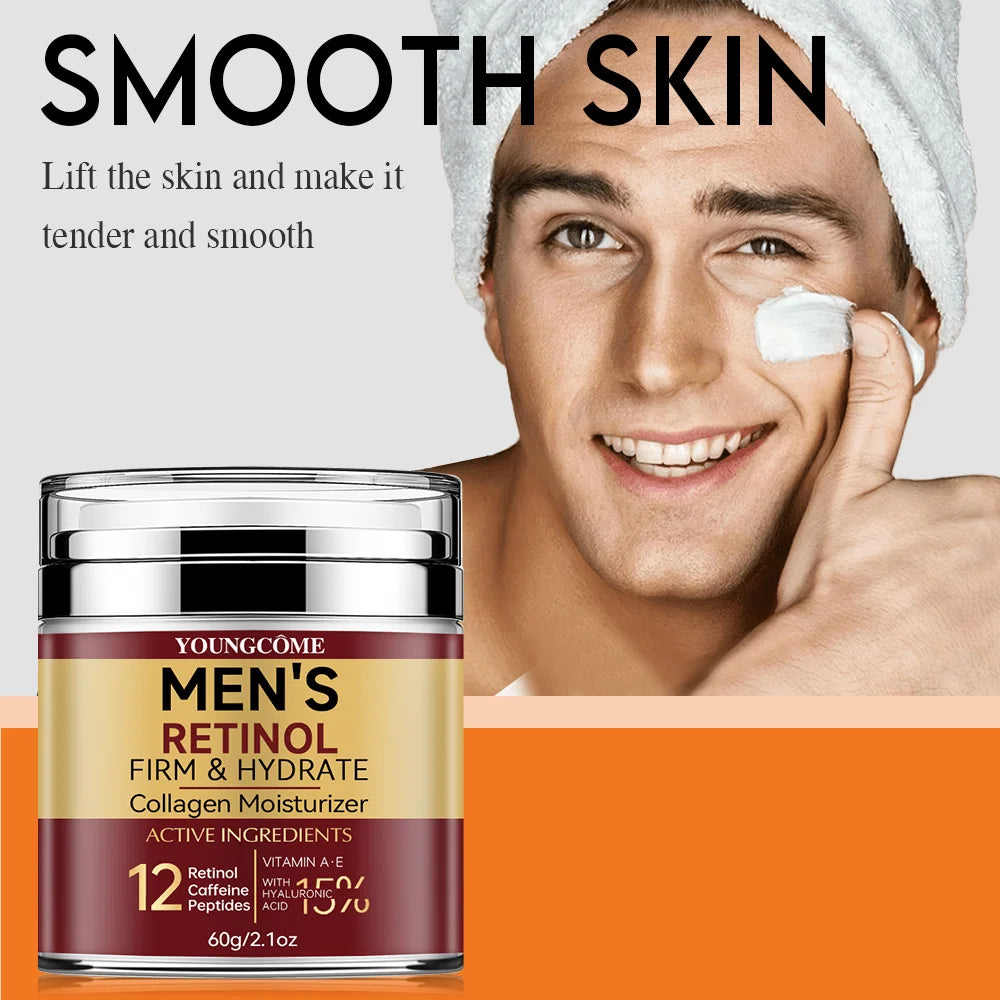 Crème Visage Rétinol Homme - Fermeté, Anti-Rides & Hydratation Collagène
