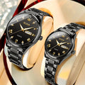 Paar-Uhr OLEVS Gold Luxus Quarz – Stahl Leuchtend Wasserdicht Datum Wochentag Trend