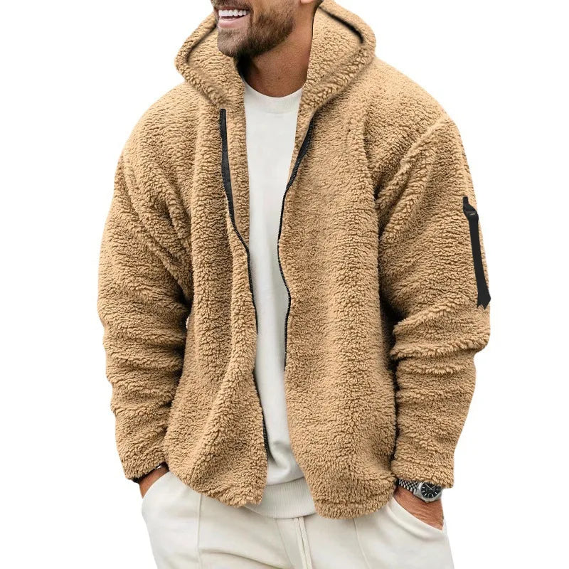 Veste Homme Automne Hiver Polaire Double Face Chaude Capuche Loose Casual Coupe-Vent – Manteau Chaud Tendance Saison Froide | Mode Homme Premium