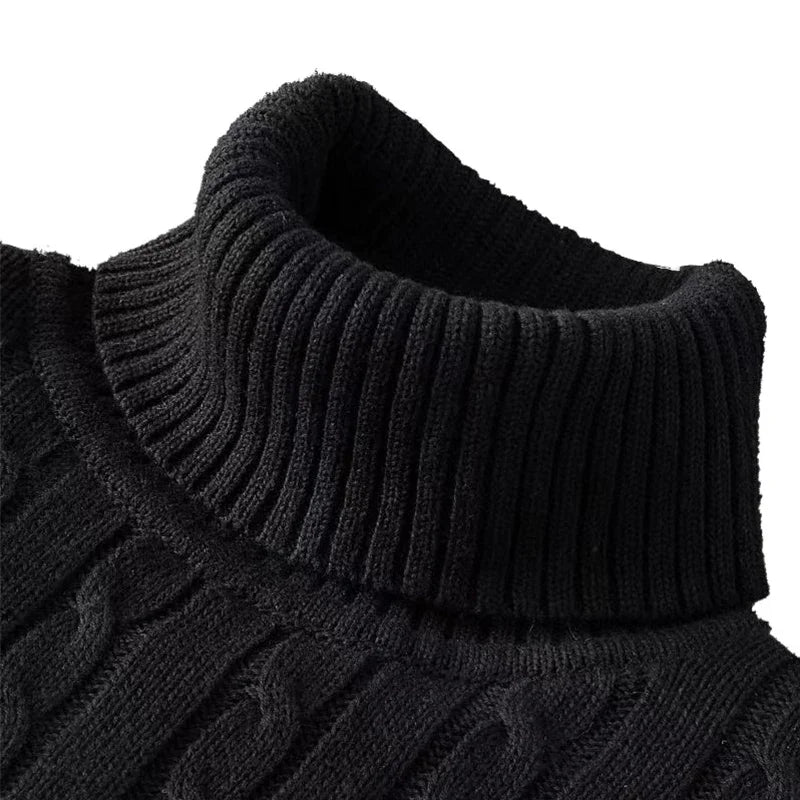 Pull Homme Col Roulé Haut Tricoté Couleur Unie Chaud Casual Laine Pullover Outdoor Hiver Confortable Tendance – Sweater Col Montant Premium Toutes Saisons | Mode Homme Hiver Premium