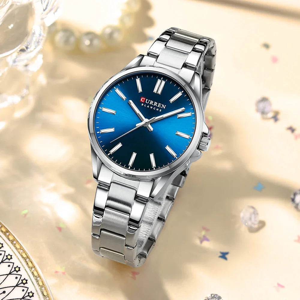 Montre Femme CURREN Fashion Casual Quartz – Acier Inoxydable Cadran Rond Simple Élégante