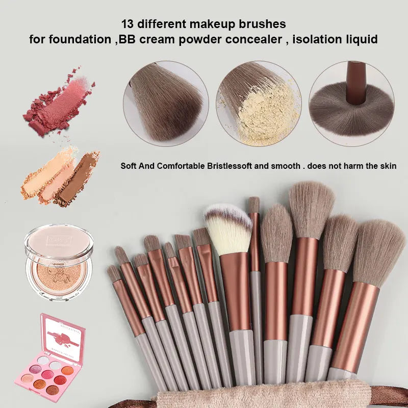 Set de Pinceaux Maquillage 13 Pièces - Synthétiques Premium