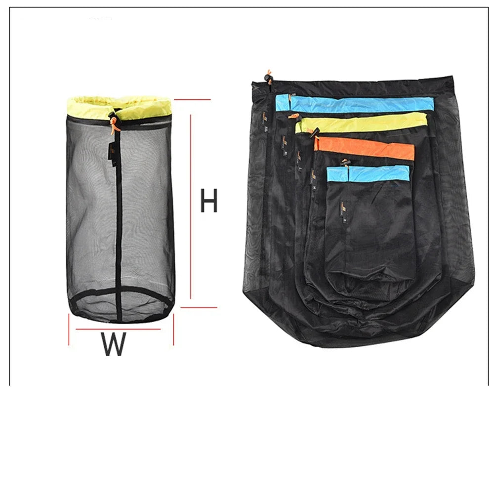 Ultraleichter Nylon-Netzbeutel mit Kordelzug – Aufbewahrungsschlafsack für Reise, Wandern, Camping, Outdoor S/M/L/XL/XXL