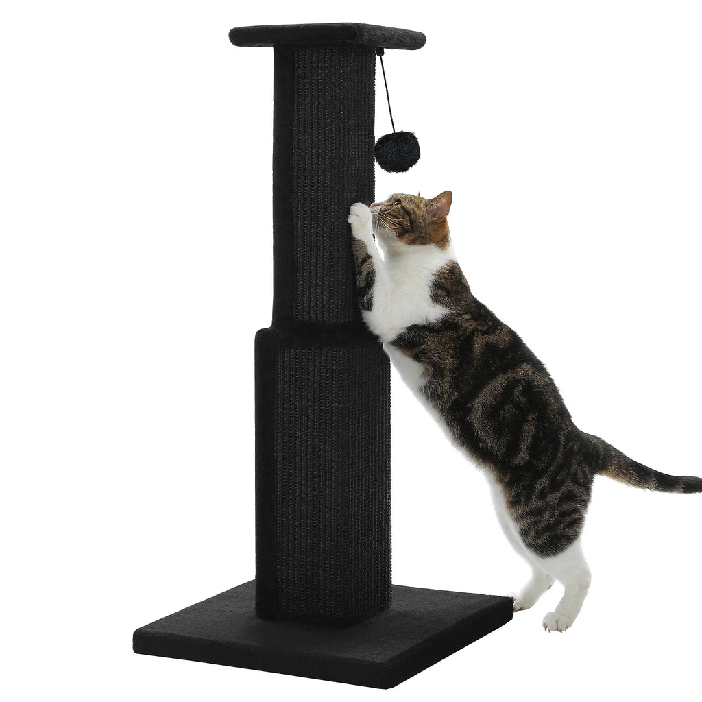 Grand Griffoir Chat Sisal Tressé – Balle Suspendue, Haute Colonne, Jouet & Grattoir pour Chats d'Intérieur Adultes
