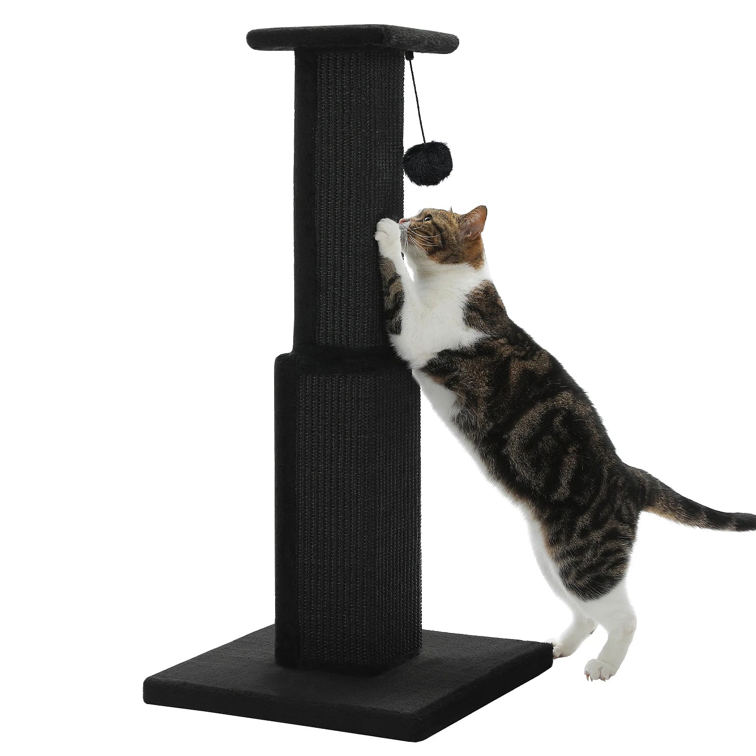 Grand Griffoir Chat Sisal Tressé – Balle Suspendue, Haute Colonne, Jouet & Grattoir pour Chats d'Intérieur Adultes