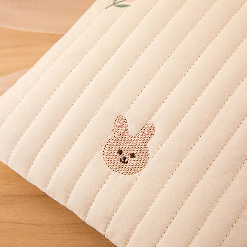 Sac à Langer Bébé Coton Broderie Ours – Pochette Couches Poussette Style Coréen Maman