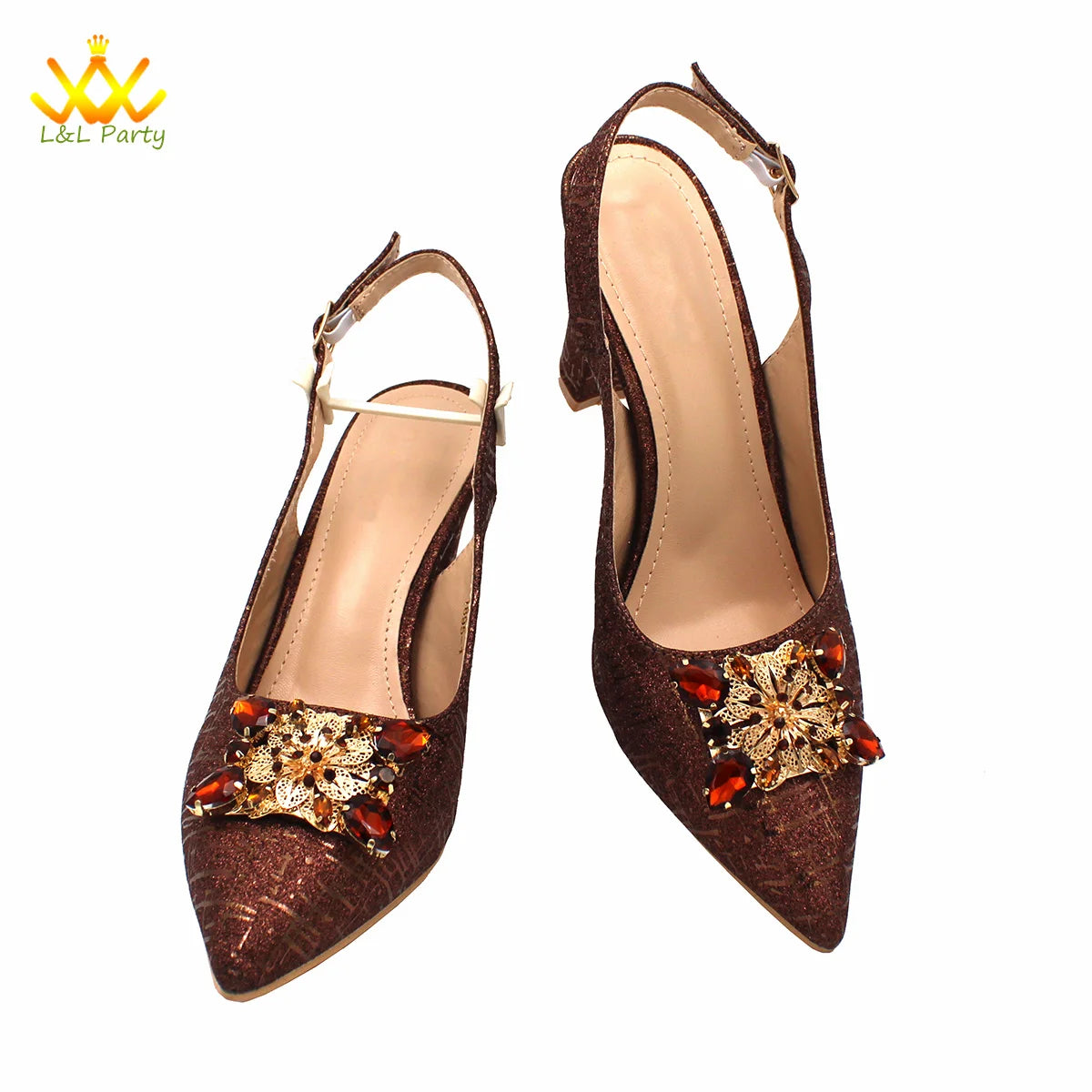 Ensemble Chaussures + Sac Italien Orange Cristal – Pumps Luxe Mariage Fête 2024