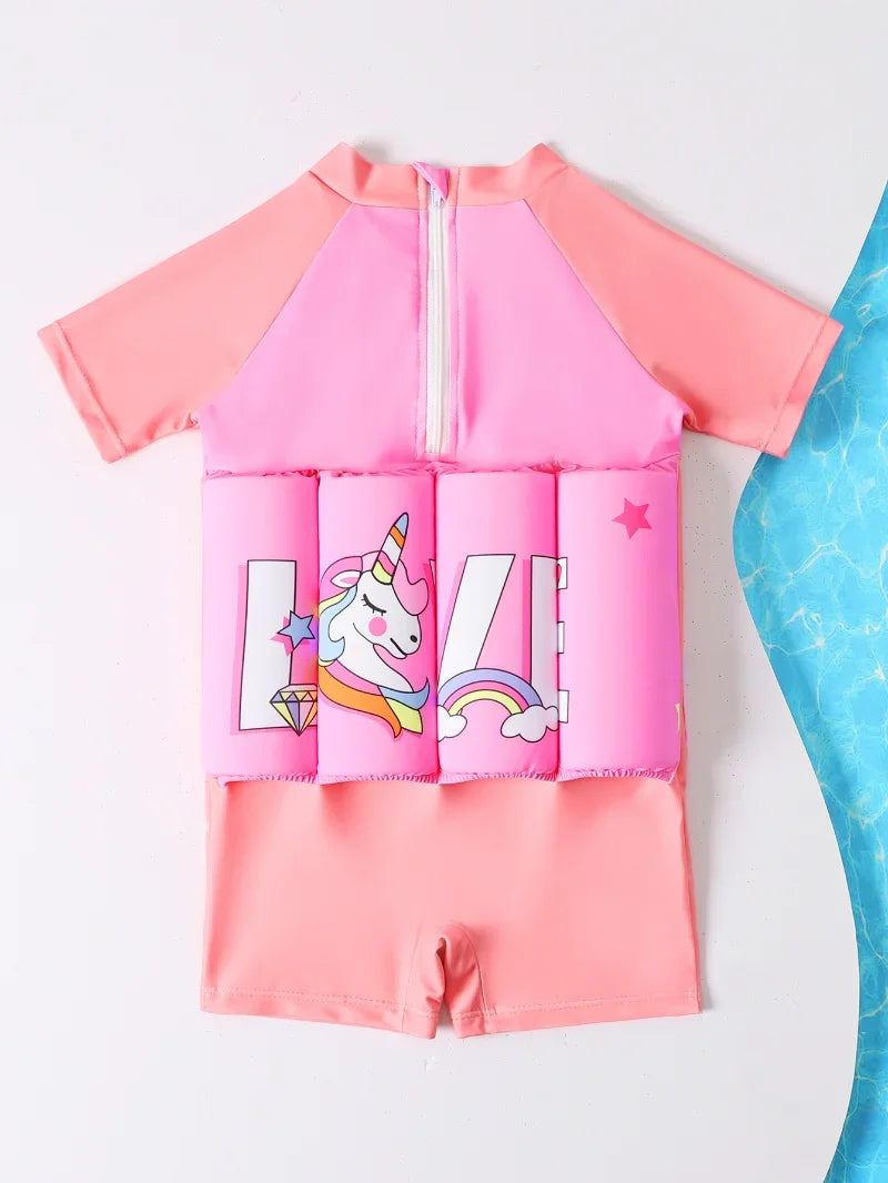 Maillot de Bain Flottant Enfant 1 Pièce – Combinaison Natation Cartoon Garçon Fille