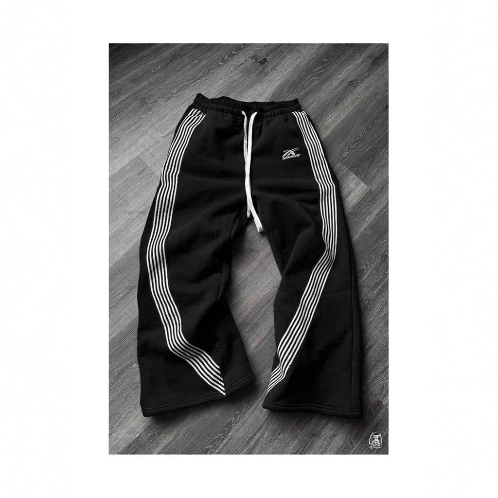 Herren Freizeithose Gestreift Weite Passform Gerade Geschnitten – Elastischer Kordelzug Sport Herbst Winter Streetwear Urban | Herrenmode