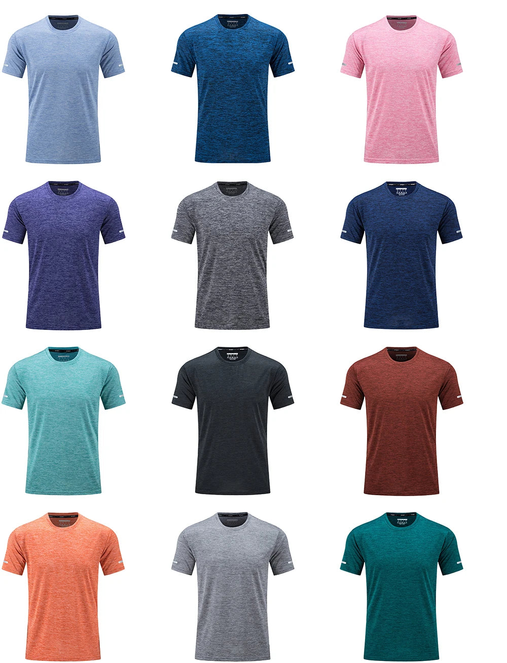 TACVASEN Quick Dry Summer T-shirts Mens Running Jogging T-shirts Crew Neck Athlete Sports Gym Fitness Pullover Reflective Shirts