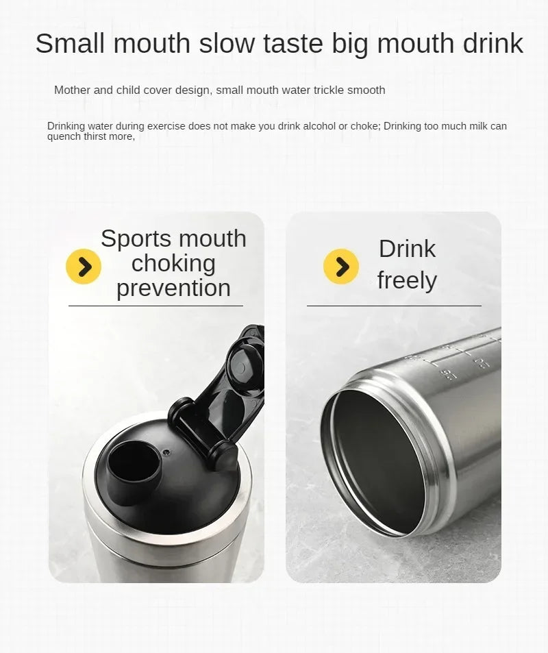 Shaker Protéiné Inox Sport Portable – Bouteille Nutrition Fitness & Musculation | Étanche & Sans BPA | Gym & Workout