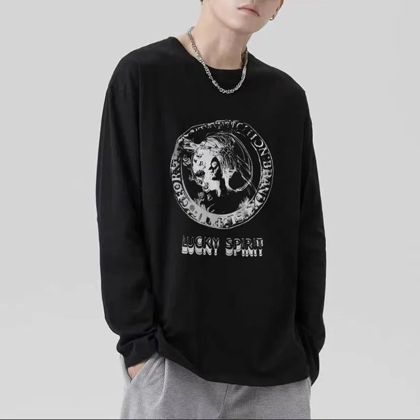T-Shirt Homme Oversize Manches Longues Croix d'Épines Dark Hip-Hop Y2K Gothic Streetwear Été Tendance – Tee Graphique Dark Aesthetic Unisexe | Mode Streetwear Premium