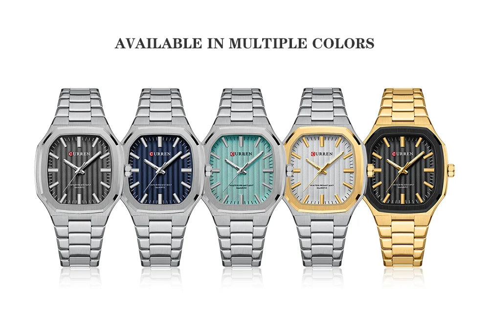 Montre Homme CURREN Business Carré Quartz – Acier Inoxydable Lumineux Étanche Classique
