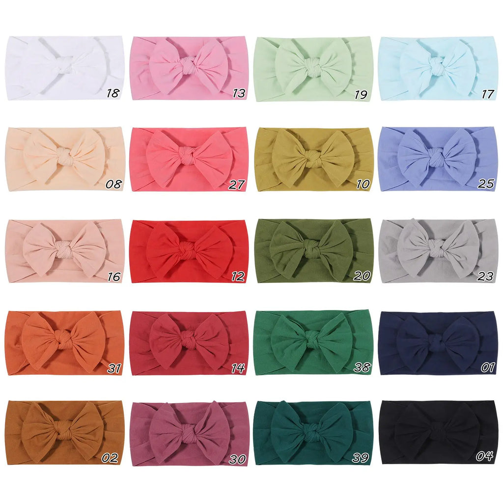 Bandeau Nœud Bébé Fille Élastique Large – Turban Headband Accessoire Cheveux 48 Couleurs