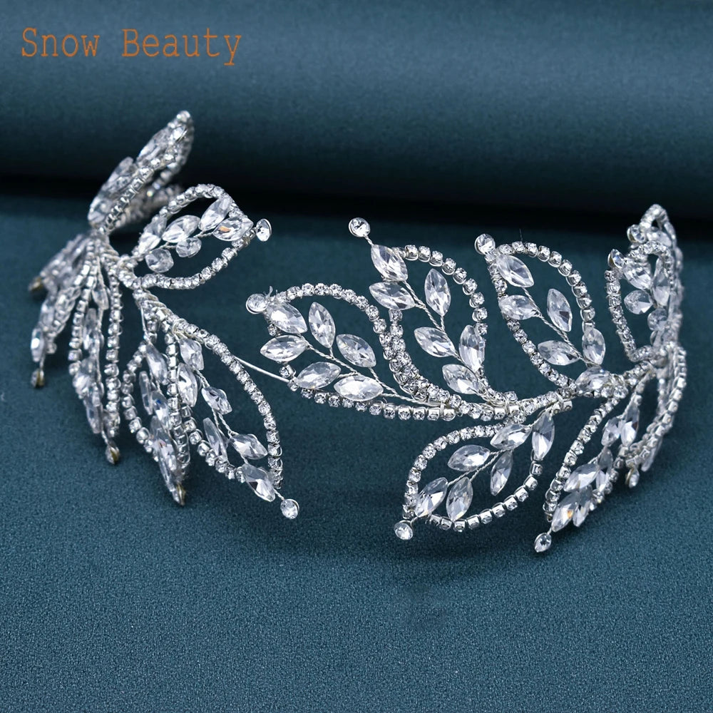 Diadème Cristal Mariée Luxe – Couronne Strass Rhinestone | Tiare Nuptiale Mariage, Soirée & Concours | Bijou de Tête Femme Premium