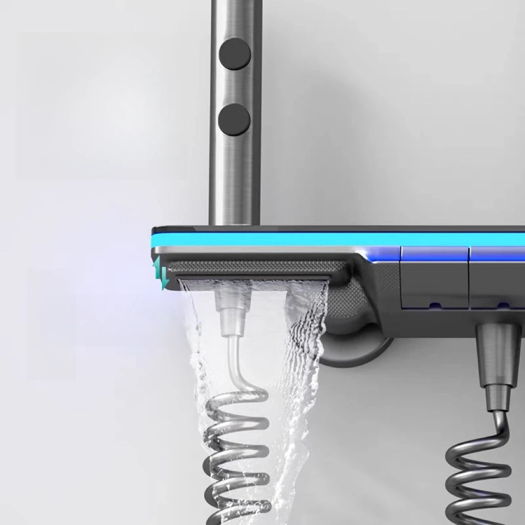 Système Douche Smart LED Digital – Affichage Température, Mitigeur Cuivre, Panneau Verre Trempé & Pommeau Pluie | Luxe Salle de Bain