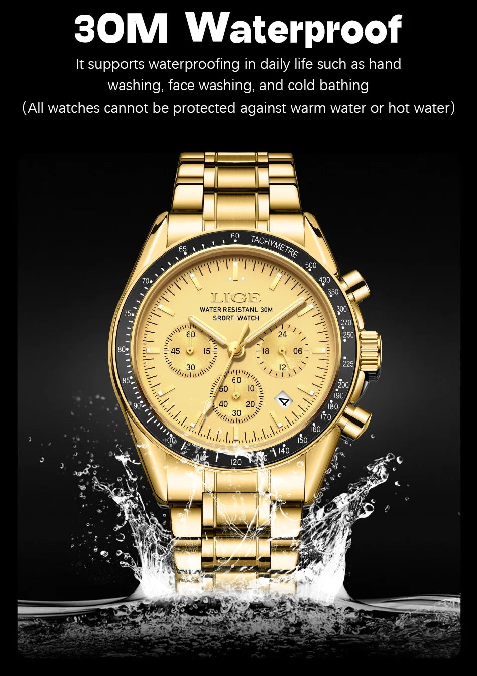 Herrenuhr LIGE Luxus Fashion Quarz – Edelstahl Leuchtend Wasserdicht Trendig